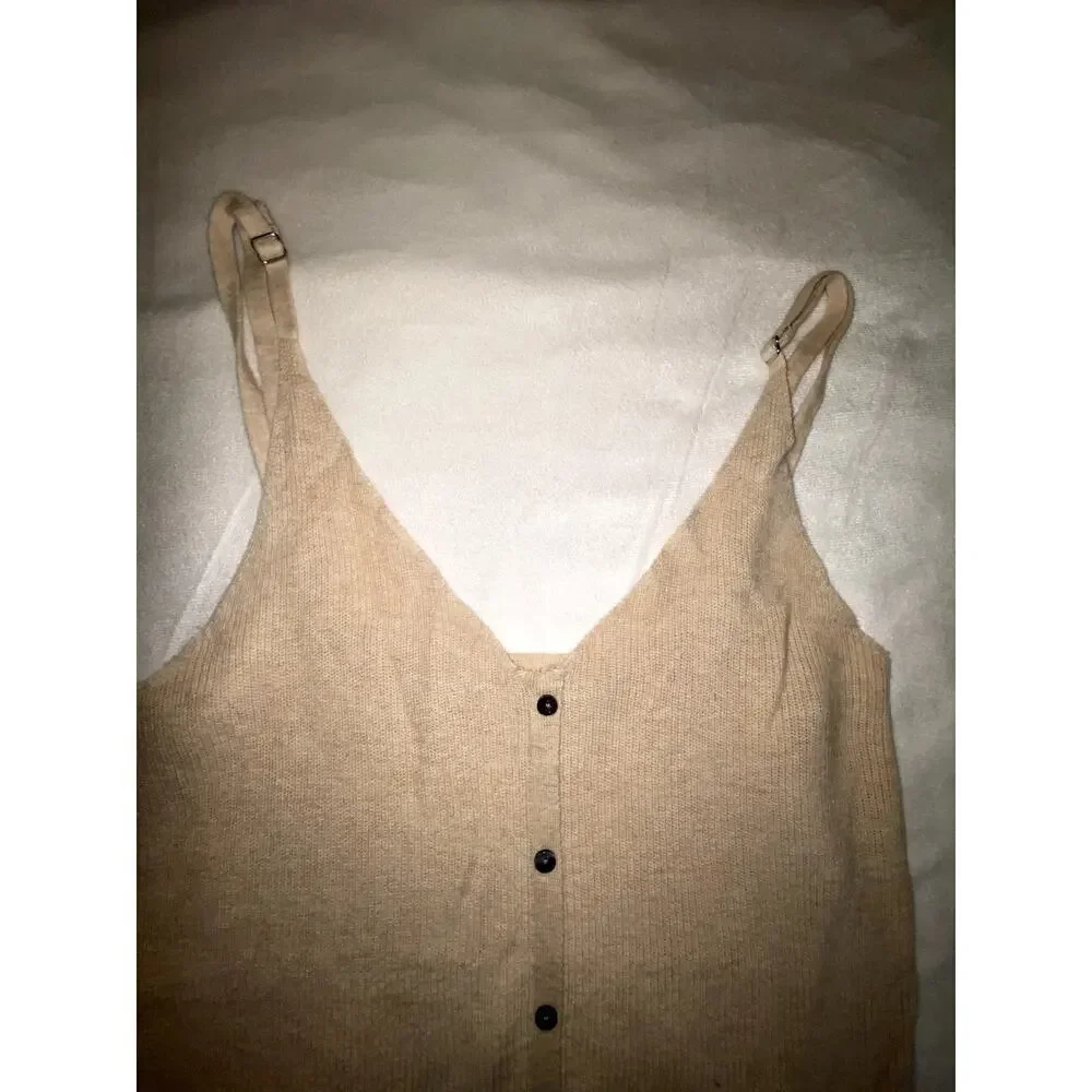 One Grey Day LA RIbbed Cream Button Down Tank Top Size XS - Picture 3 of 5